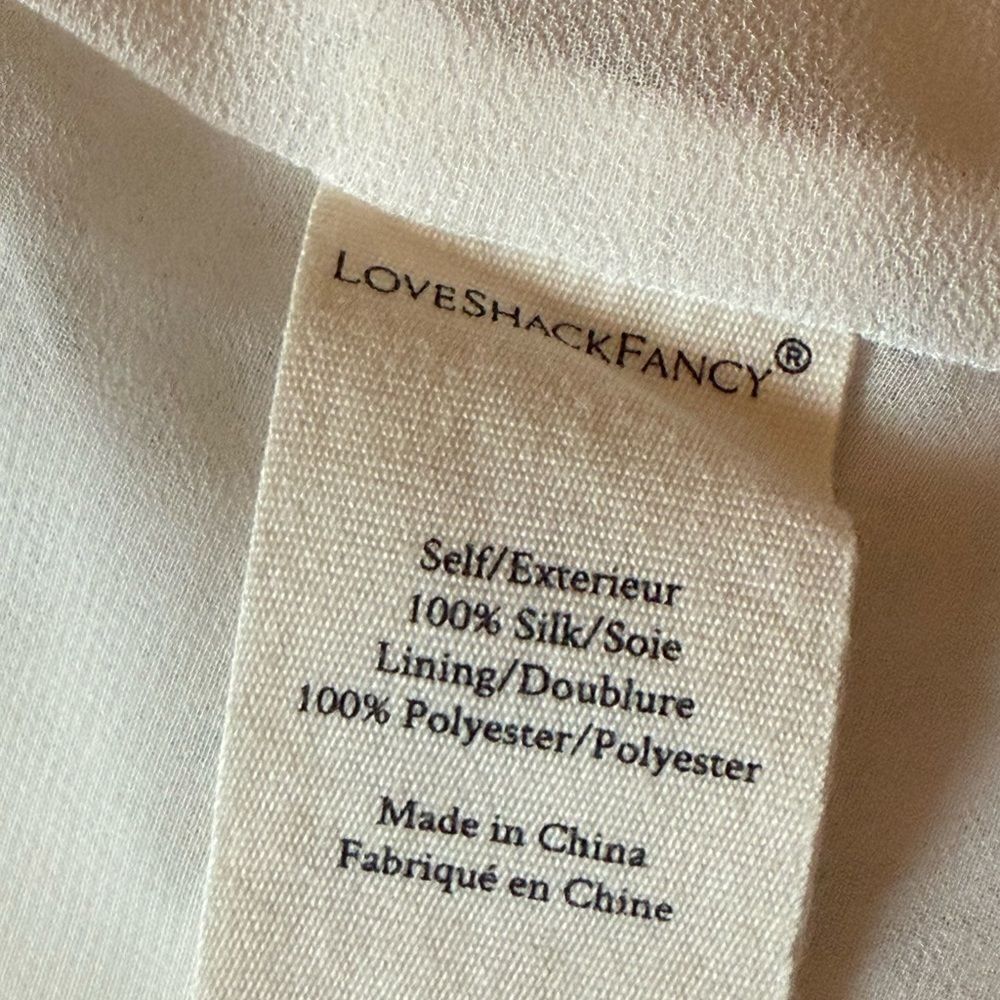 LoveShackFancy Woman’s Ivory Silk Hannah Dress Blue/Pink Floral Print. Size 8. - Picture 11 of 14